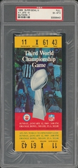 1969 Super Bowl III Full Ticket, Yellow Variation - PSA EX-MT 6